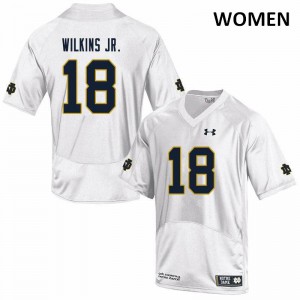 Womens Joe Wilkins Jr. White Notre Dame #18 Game College Jersey