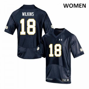 Women's Joe Wilkins Navy University of Notre Dame #18 Game Stitch Jersey
