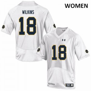 Women Joe Wilkins White University of Notre Dame #18 Game University Jerseys
