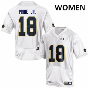 Womens Troy Pride Jr. White Fighting Irish #18 Game University Jerseys