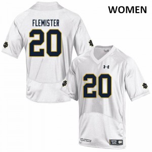 Women C'Borius Flemister White University of Notre Dame #20 Game College Jerseys