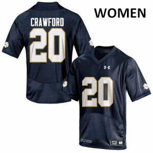 Women Shaun Crawford Navy Blue UND #20 Game High School Jerseys