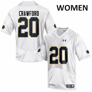 Womens Shaun Crawford White Notre Dame #20 Game College Jersey