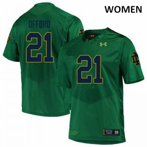 Womens Caleb Offord Green University of Notre Dame #21 Game Official Jerseys