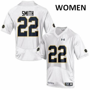 Women's Harrison Smith White Irish #22 Game Stitch Jerseys