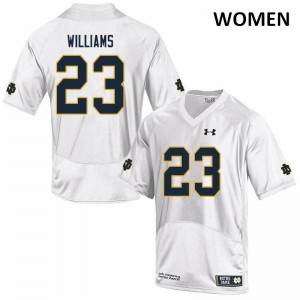 Women Kyren Williams White UND #23 Game Official Jerseys