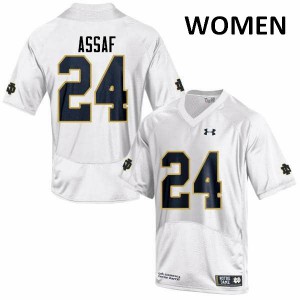 Women's Mick Assaf White UND #24 Game University Jersey