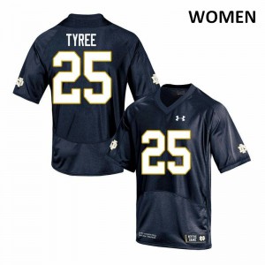 Women Chris Tyree Navy Notre Dame Fighting Irish #25 Game Football Jerseys