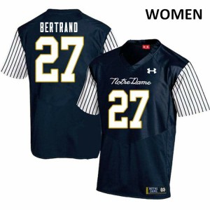 Women's JD Bertrand Navy Blue UND #27 Alternate Game Football Jerseys