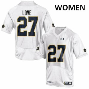 Women Julian Love White Notre Dame #27 Game University Jerseys