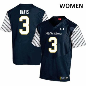 Women Avery Davis Navy Blue Notre Dame Fighting Irish #3 Alternate Game Player Jersey