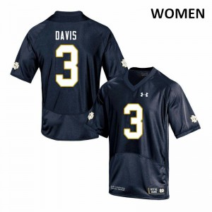 Women Avery Davis Navy UND #3 Game Stitch Jerseys