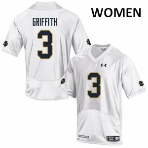 Womens Houston Griffith White Fighting Irish #3 Game Official Jersey