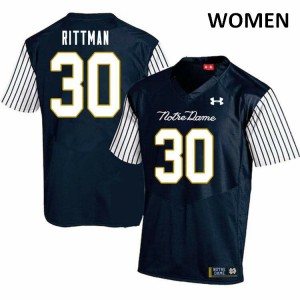 Women Jake Rittman Navy Blue UND #30 Alternate Game Alumni Jersey