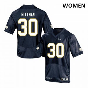 Women's Jake Rittman Navy Irish #30 Game Embroidery Jerseys