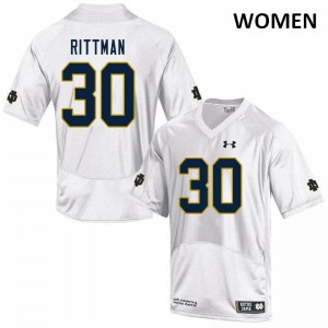 Women's Jake Rittman White Fighting Irish #30 Game Stitched Jerseys