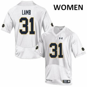 Women Jack Lamb White University of Notre Dame #31 Game Embroidery Jerseys