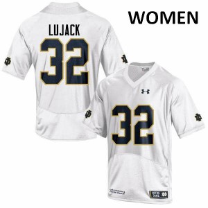 Women Johnny Lujack White UND #32 Game Embroidery Jerseys