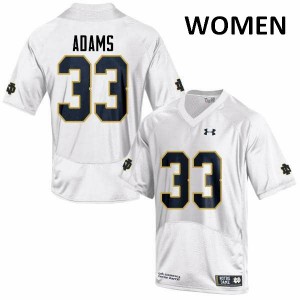 Womens Josh Adams White Notre Dame #33 Game Stitched Jerseys