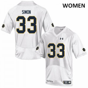 Women's Shayne Simon White Notre Dame #33 Game Football Jersey