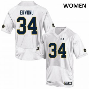 Women's Osita Ekwonu White Irish #34 Game Stitched Jerseys
