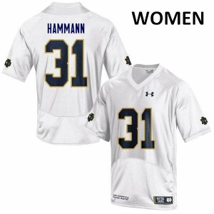 Women Grant Hammann White Notre Dame #35 Game Football Jersey