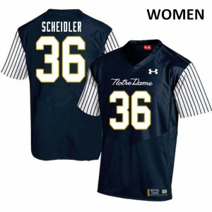 Women's Eddie Scheidler Navy Blue UND #36 Alternate Game Embroidery Jersey