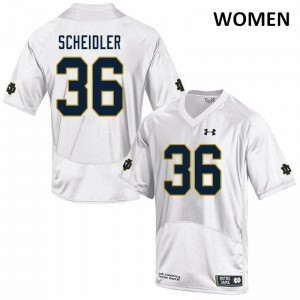 Womens Eddie Scheidler White Notre Dame Fighting Irish #36 Game University Jerseys