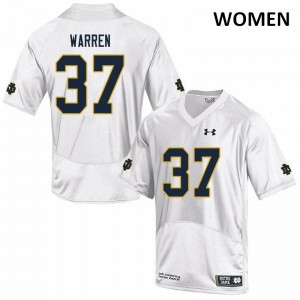 Womens James Warren White Notre Dame #37 Game Official Jerseys