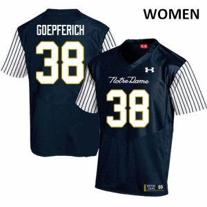 Women's Dawson Goepferich Navy Blue Irish #38 Alternate Game NCAA Jersey