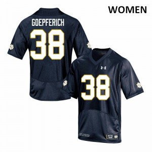 Women Dawson Goepferich Navy Notre Dame #38 Game Official Jerseys