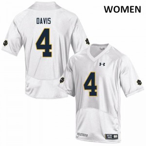 Women's Avery Davis White Notre Dame Fighting Irish #4 Game College Jersey