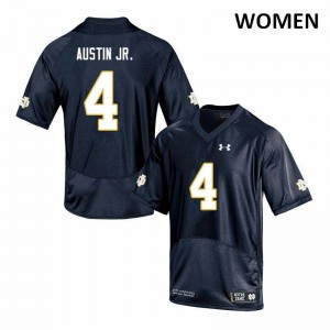 Women Kevin Austin Jr. Navy Notre Dame Fighting Irish #4 Game Embroidery Jersey