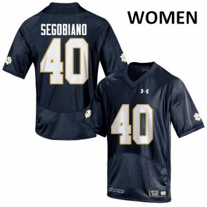 Women's Brett Segobiano Navy Blue University of Notre Dame #40 Game College Jersey