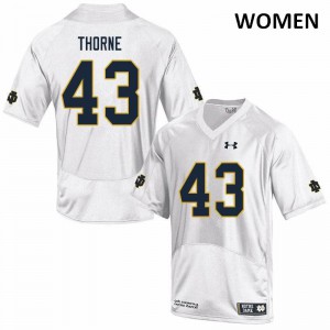 Womens Marcus Thorne White UND #43 Game High School Jersey