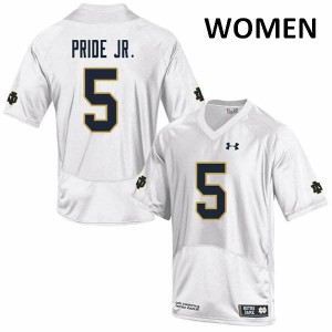 Womens Troy Pride Jr. White UND #5 Game Stitched Jersey