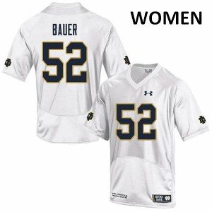 Womens Bo Bauer White University of Notre Dame #52 Game Embroidery Jerseys