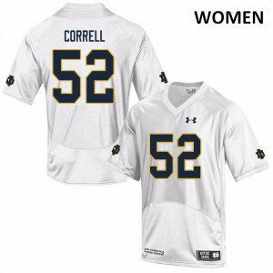 Women Zeke Correll White Irish #52 Game Player Jersey