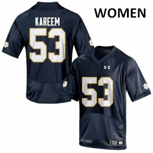 Women Khalid Kareem Navy Blue Notre Dame #53 Game High School Jerseys