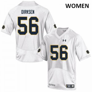 Women's John Dirksen White Notre Dame Fighting Irish #56 Game Stitch Jerseys