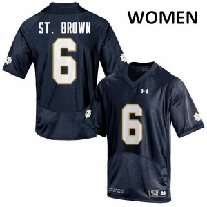 Women's Equanimeous St. Brown Navy Blue Fighting Irish #6 Game Embroidery Jerseys