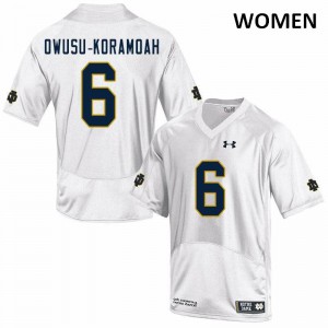 Womens Jeremiah Owusu-Koramoah White Fighting Irish #6 Game Embroidery Jerseys