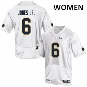 Women Tony Jones Jr. White Fighting Irish #6 Game College Jerseys