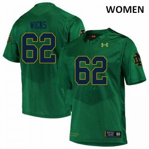Women Brennan Wicks Green University of Notre Dame #62 Game Official Jerseys