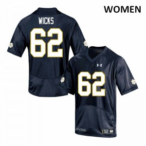 Womens Brennan Wicks Navy UND #62 Game Stitched Jerseys
