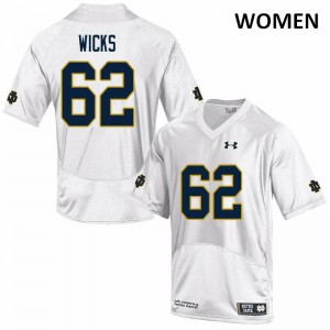 Womens Brennan Wicks White Irish #62 Game University Jersey