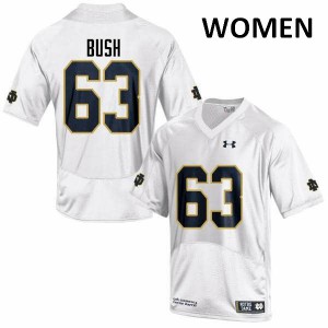 Women's Sam Bush White Irish #63 Game Football Jerseys