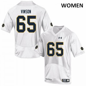 Women Michael Vinson White Fighting Irish #65 Game University Jerseys
