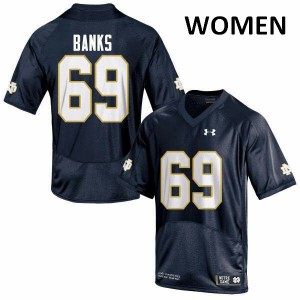 Womens Aaron Banks Navy Blue University of Notre Dame #69 Game High School Jersey