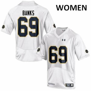 Women's Aaron Banks White Notre Dame Fighting Irish #69 Game Player Jerseys